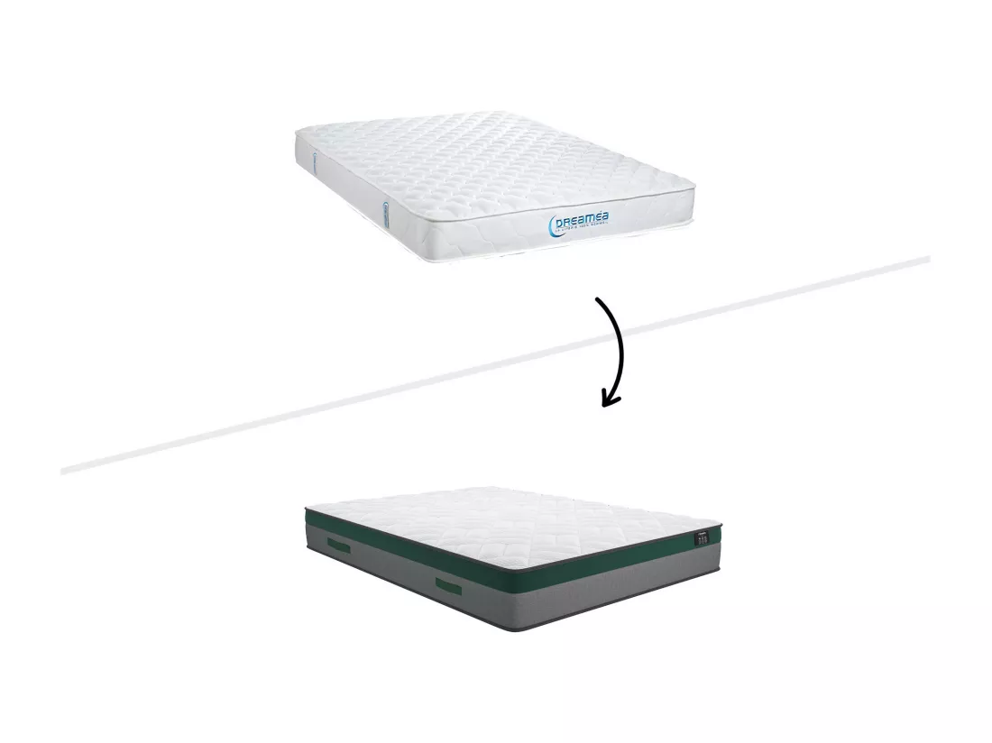 Ensemble 160 x 200 cm sommier coffre avec tiroir naturel clair + matelas ressorts ensachés ép.22cm - PRESTIGE de YSMÉE