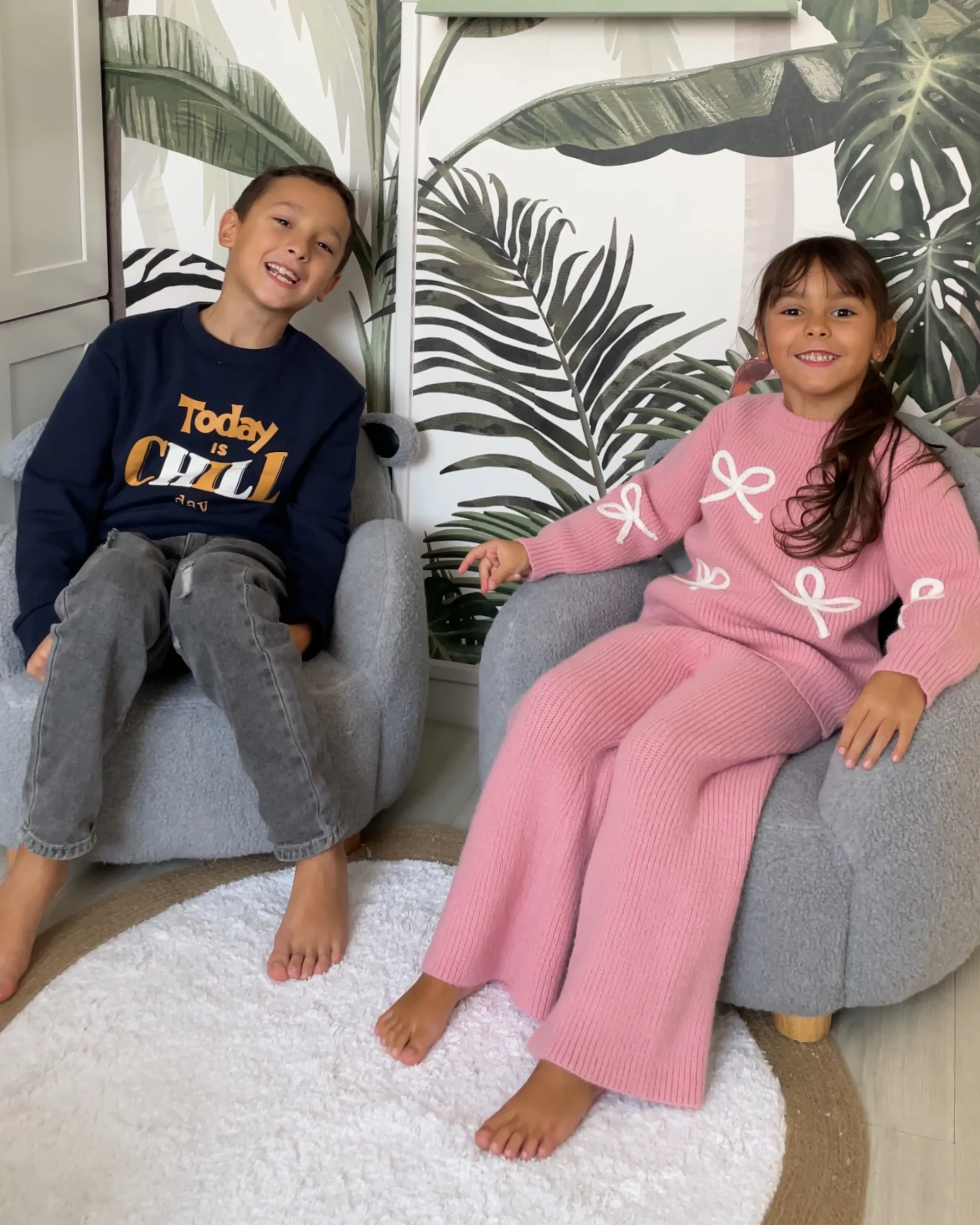 Kinderfauteuil Schaap ULA Bouclé Grijs