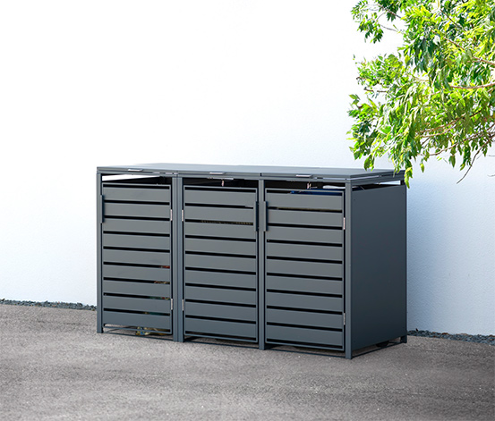 Mülltonnenbox, Stahl, 3er