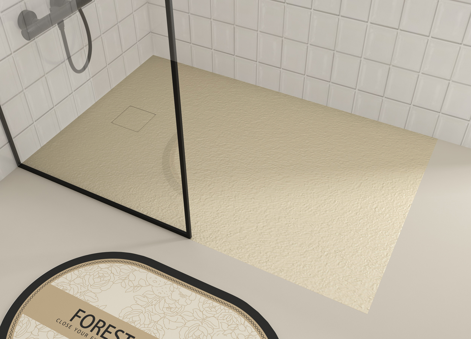 Saniclear Naxos SMC douchebak stone-look 90x90cm beige mat