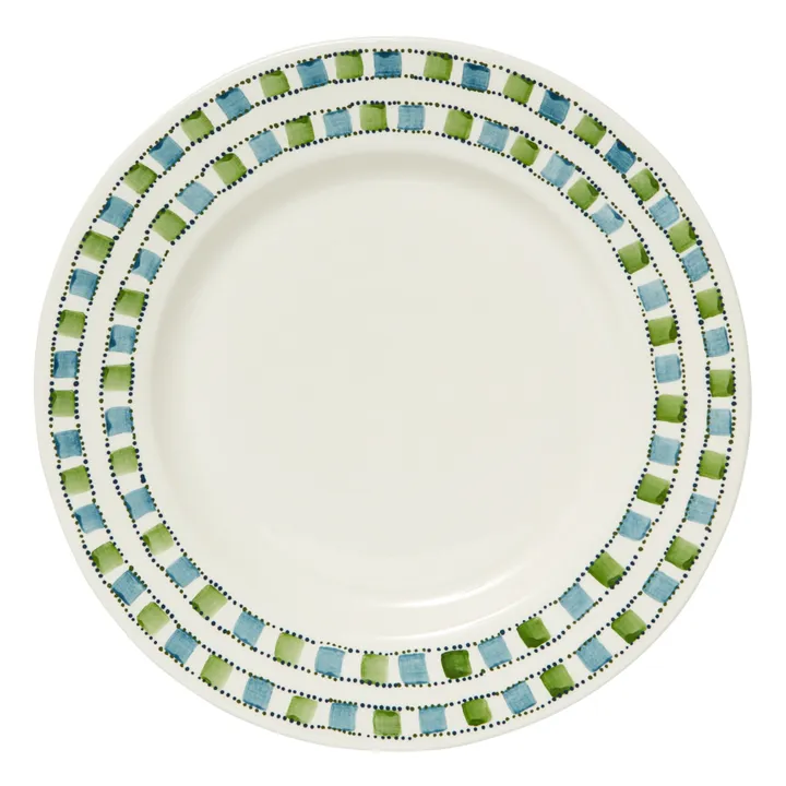 Tressé Assiette à dîner à damiers | Bleu Vert