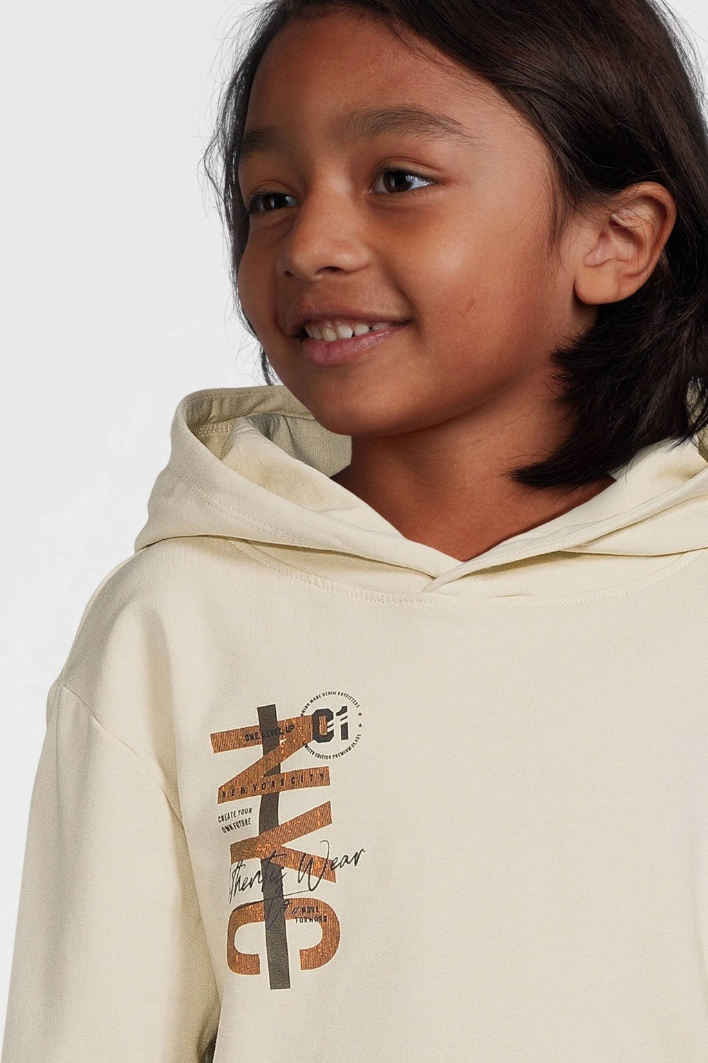 NAME IT hoodie NKMVUGO met printopdruk lichtzand