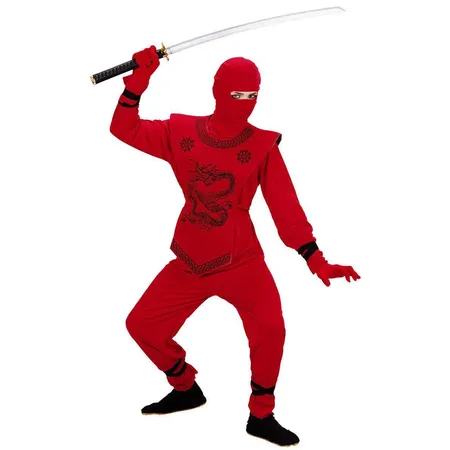 Widmann 74538 Kinderkostüm Red Ninja, Gr. 158, Anzug und Maske
