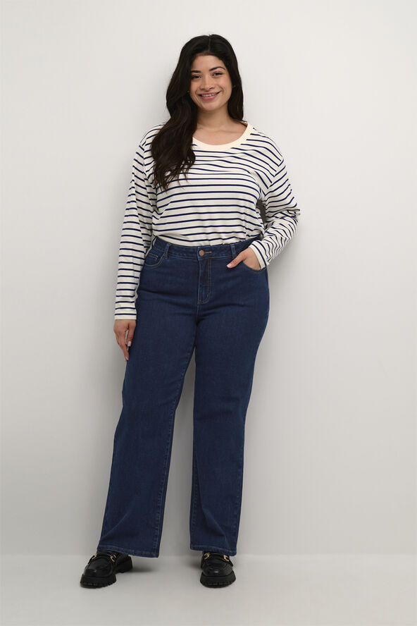 Kaffe Curve KCkanna Flora Flared Jeans Washed blue denim