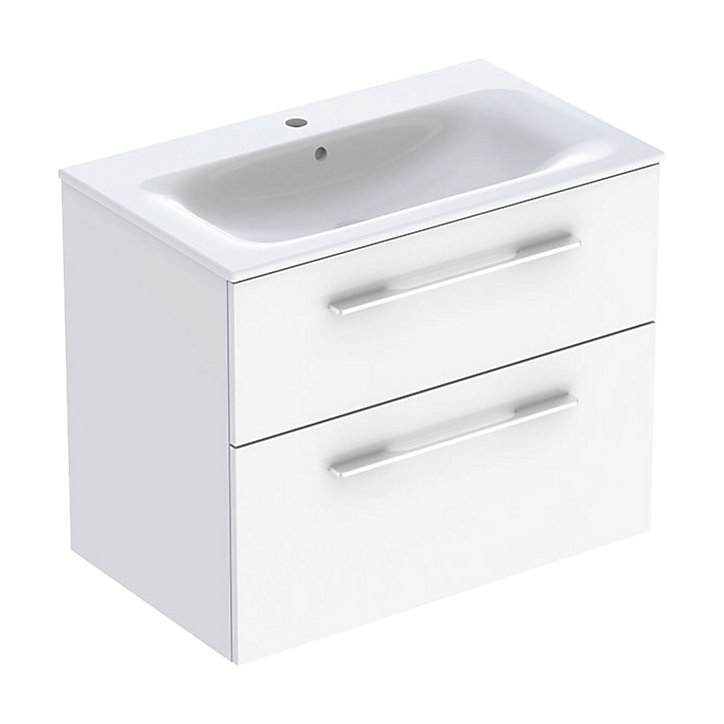 Ensemble meuble sous vasque l.80 cm blanc + vasque céramique Selva Geberit