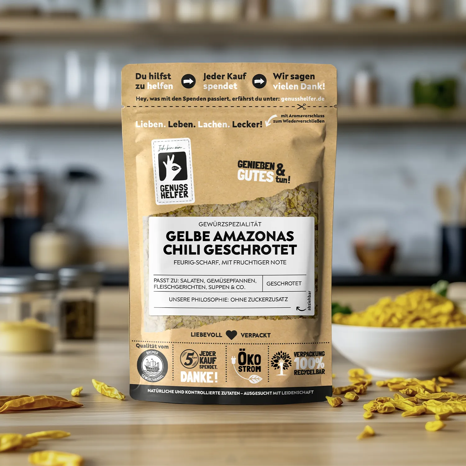 Amazonas Chili, gelb, geschrotet