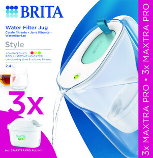 Brita Style Waterfilterkan Blauw   3 Maxtra Filterpatronen 2,4LT