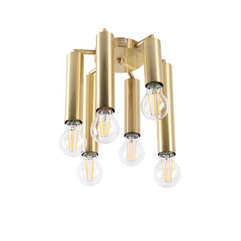 Art deco plafondlamp goud 6-lichts -Tubi