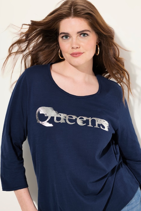 T-Shirt, Queens, A-Linie, Rundhals, 3/4-Arm