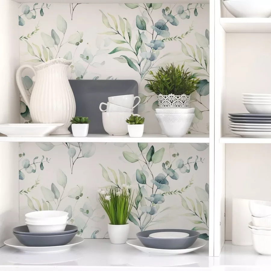 Nikima Klebefolie KF-06 selbstklebende Folie – Floral weißgrün Klebefolie bunt