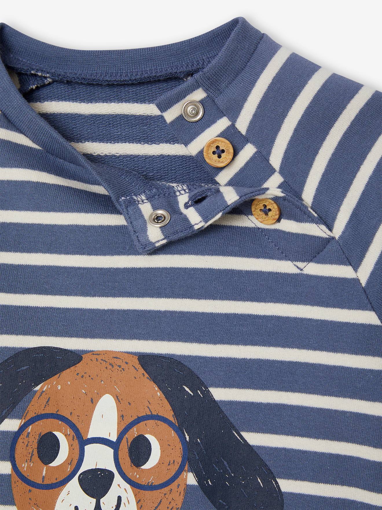 Blusa de moletom listrada para bebê, listras azuis