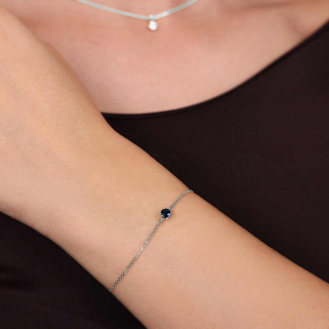 Armband 750/18 K Weissgold mit Saphir 4-Griff