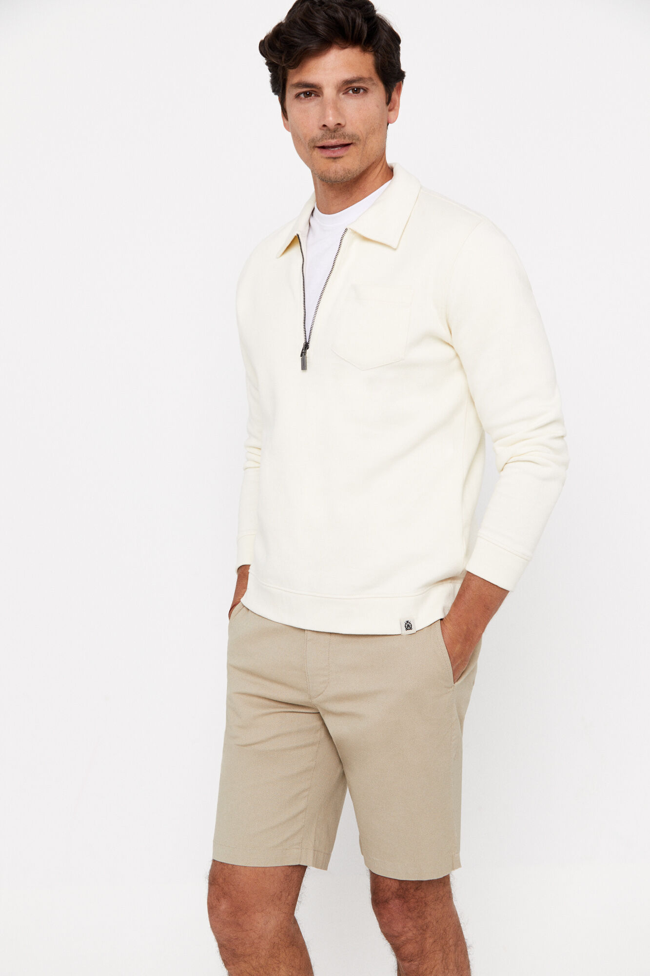 Bermuda chino estampada - Bege