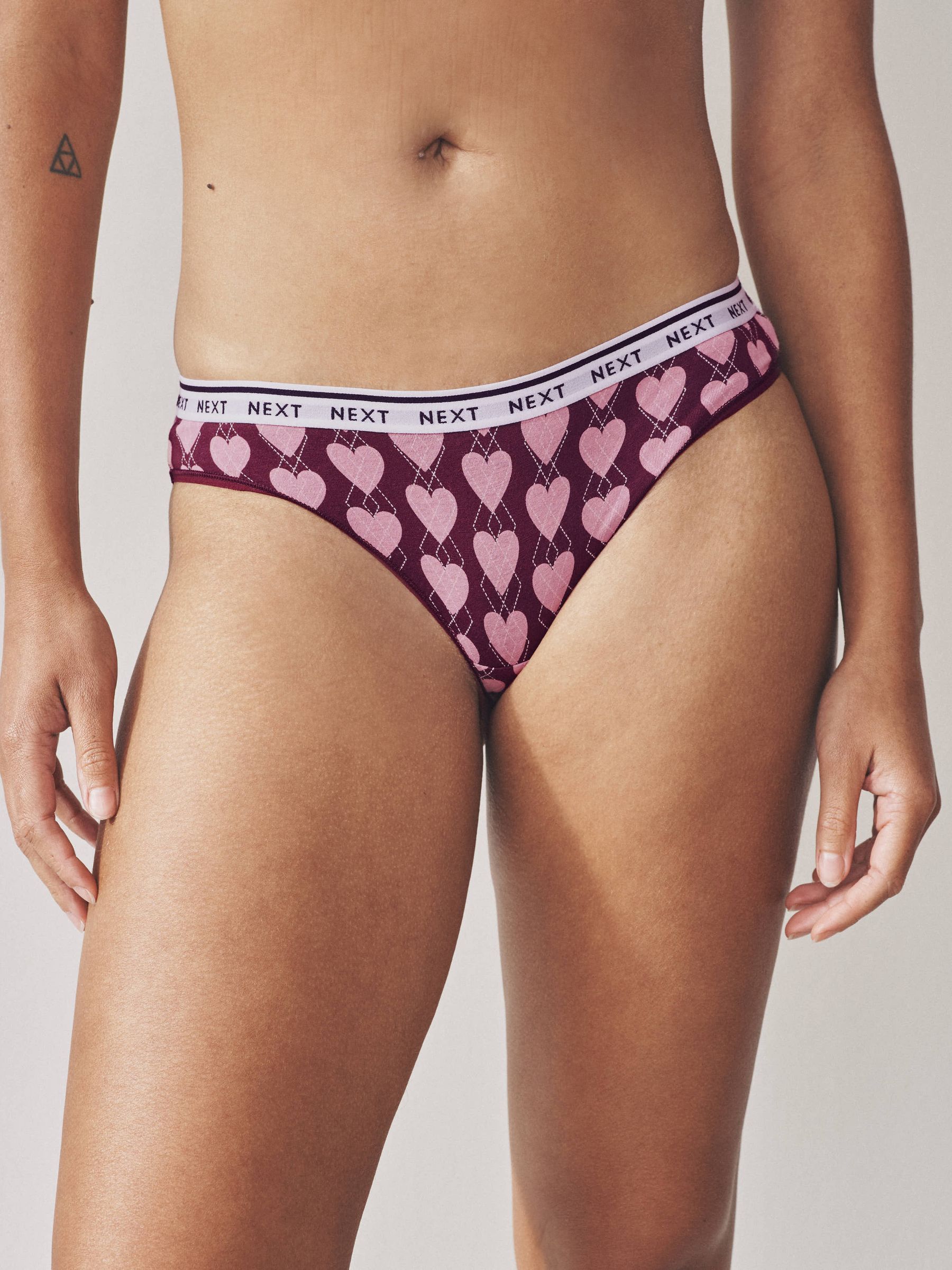 Marineblauw argyle ruit - 4 Katoenen slipjes met logotailleband
