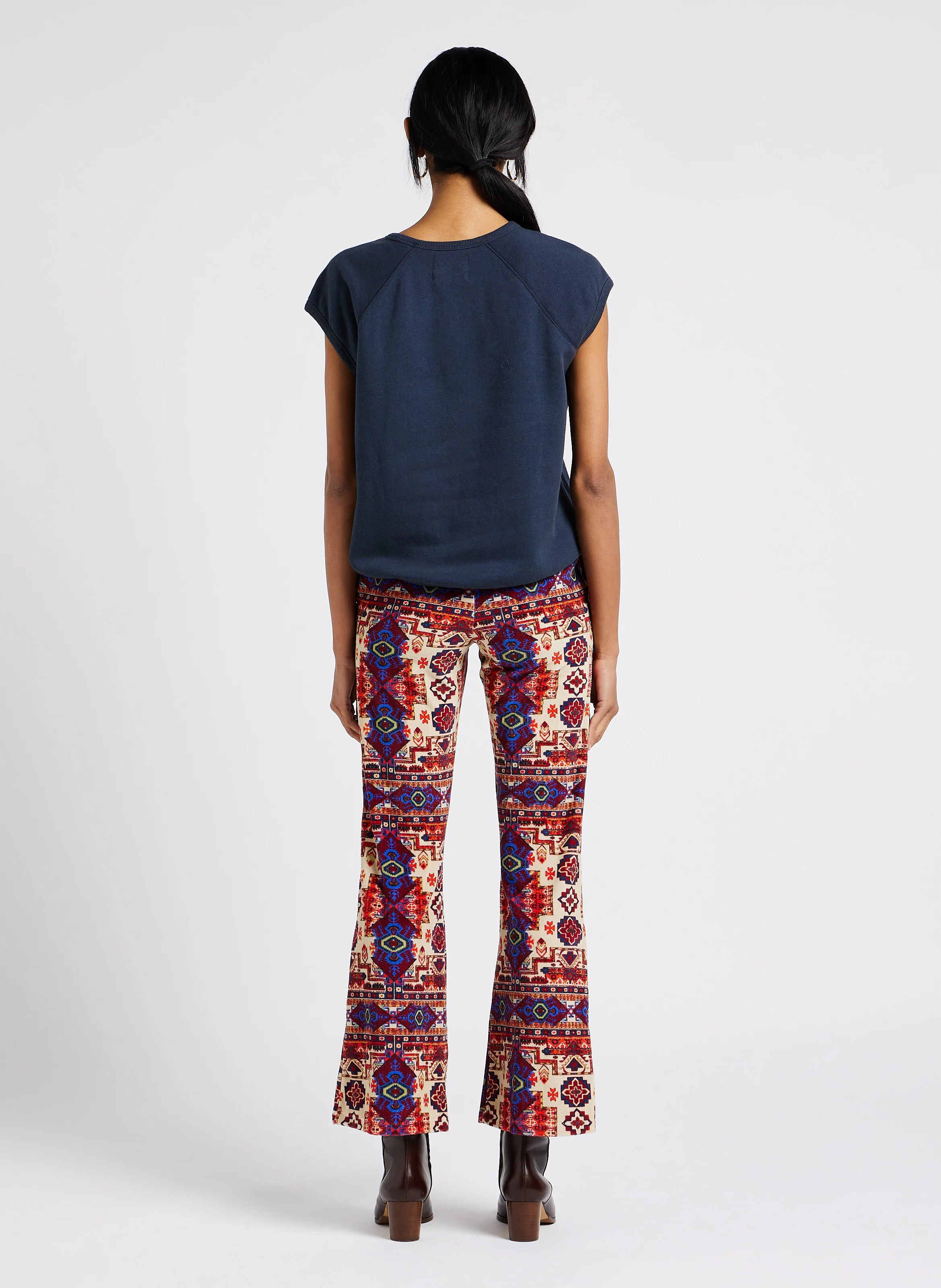TAPESTRY - Pantalon taille haute à motif aztèque en coton | Rouge