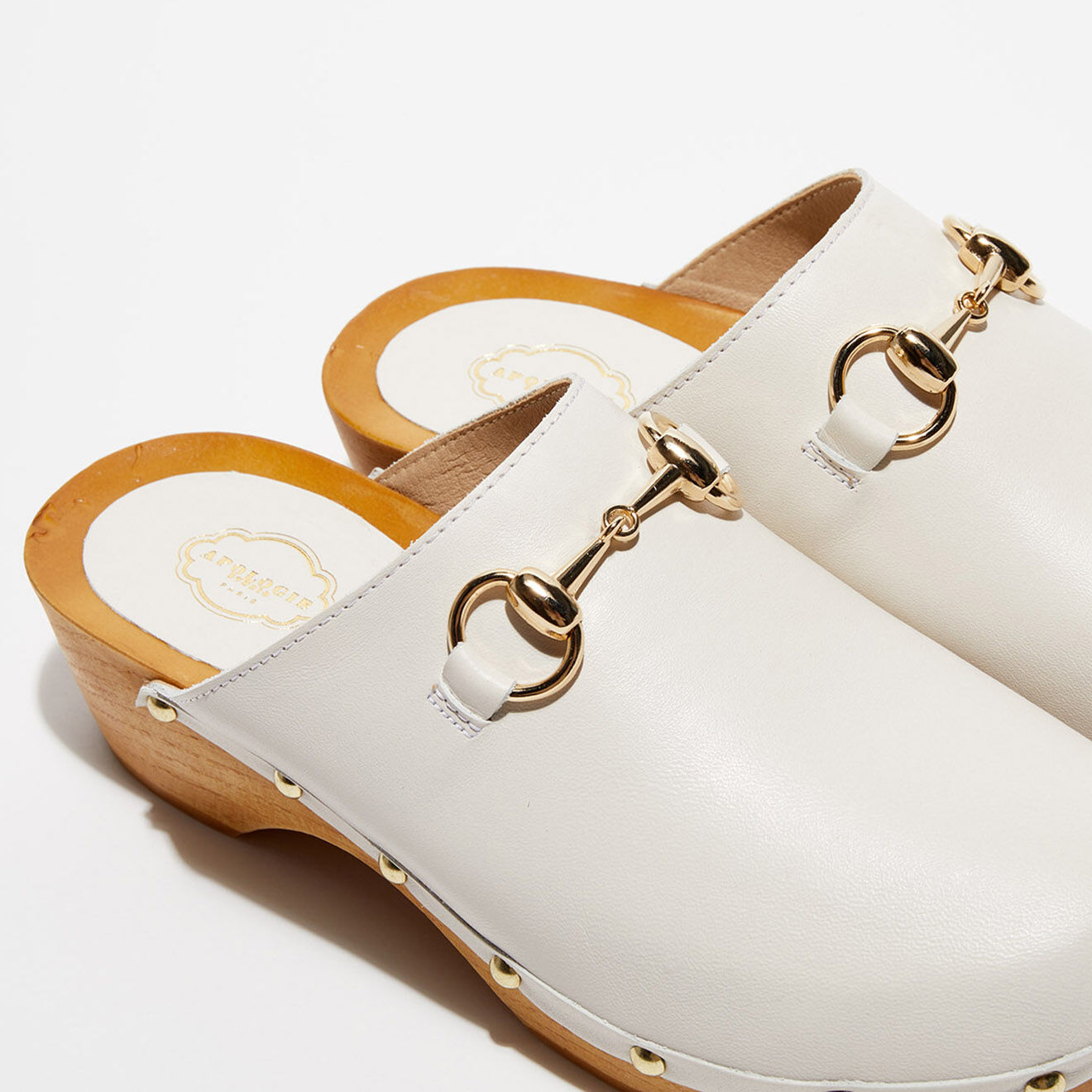 Apologie Studio Sabots en Cuir Nala blanc cassé - Talon 5 cm