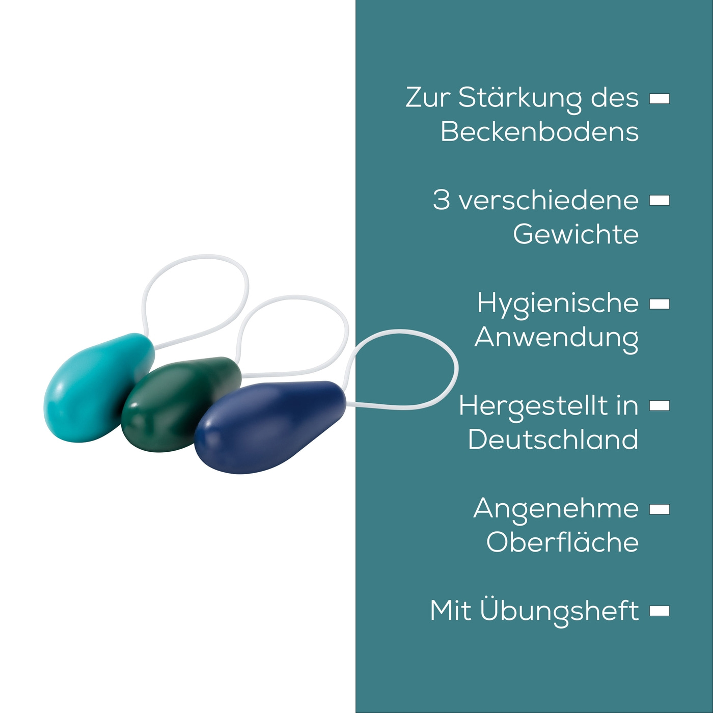 (3er Set) PT 20 Pelvi Strong Beckenboden Trainingshilfe mit 3 Verschiedenen Gewichten (79072) - Blau / Grün
