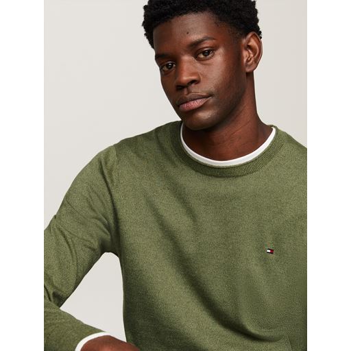 Tommy Hilfiger Mouline Striktrøje, Faded Olive Mouline, XXL