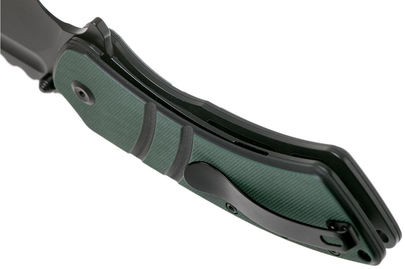 Kansept XL Korvid T1030A1 Black, OD Green Black G10 zakmes, Justin Koch design