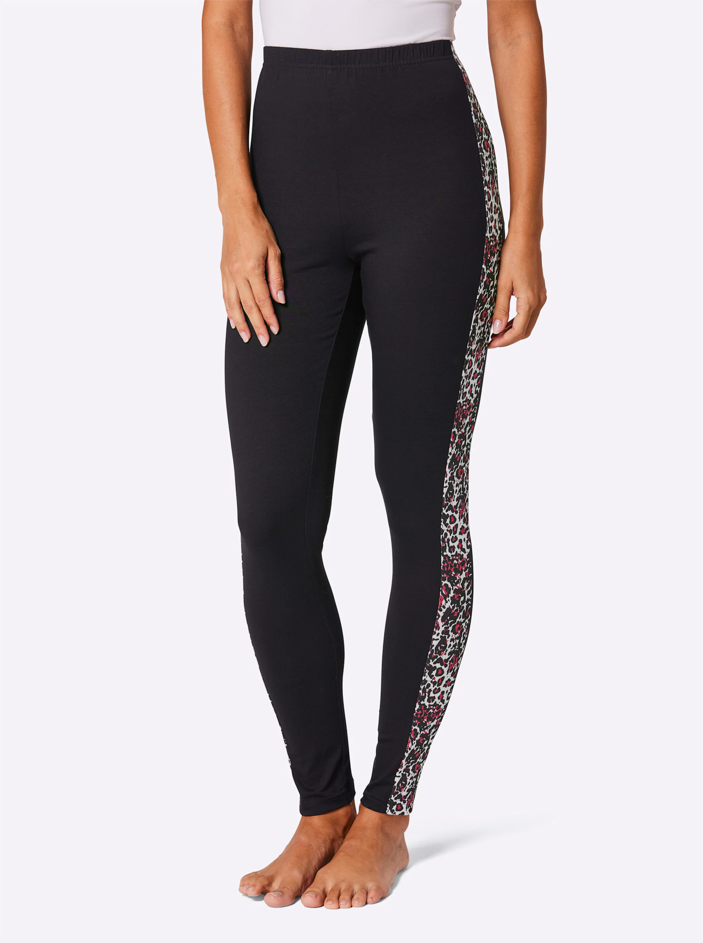 feel good Leggings in magenta-schwarz-bedruckt