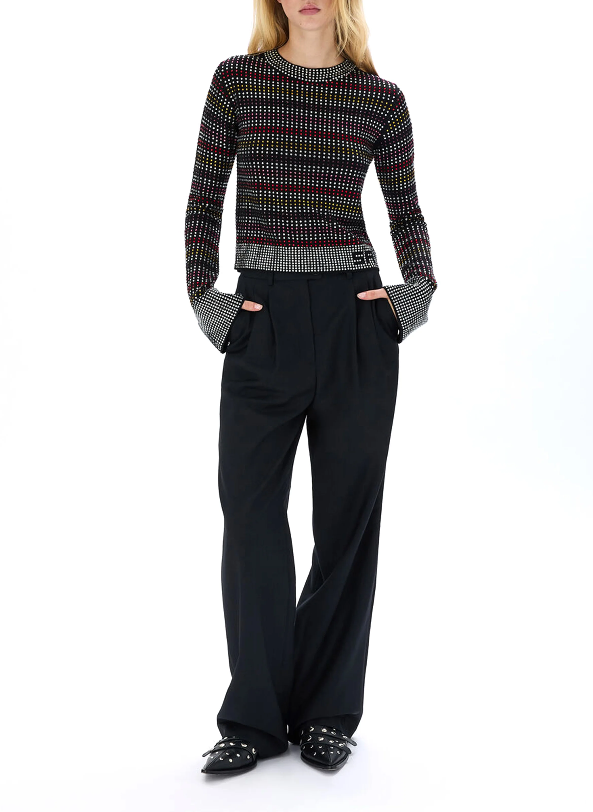 Pull col rond en laine mélangée | Multicolore
