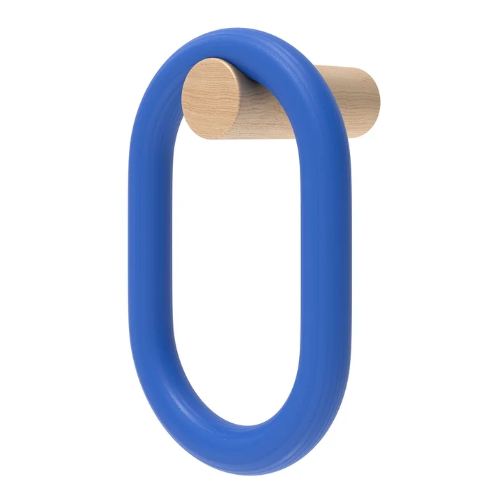 Hartô - Fernand Garderobenhaken, vertikal, Eiche natur / electric blue