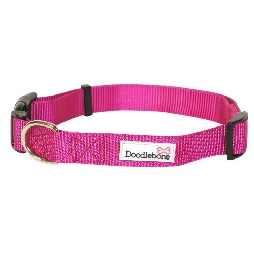 Coleira grossa rosa Doodlebone tamanho XS para cães