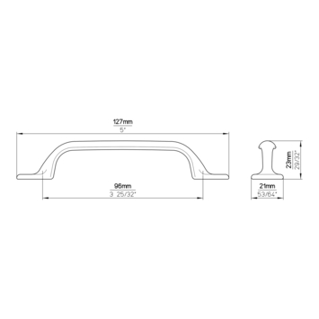 Greep Sam rvs look 127mm