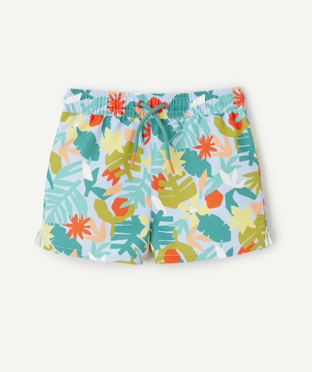 SHORT DE BAIN BÉBÉ GARÇON EN FIBRES RECYCLÉES BLEU IMPRIMÉ FEUILLE