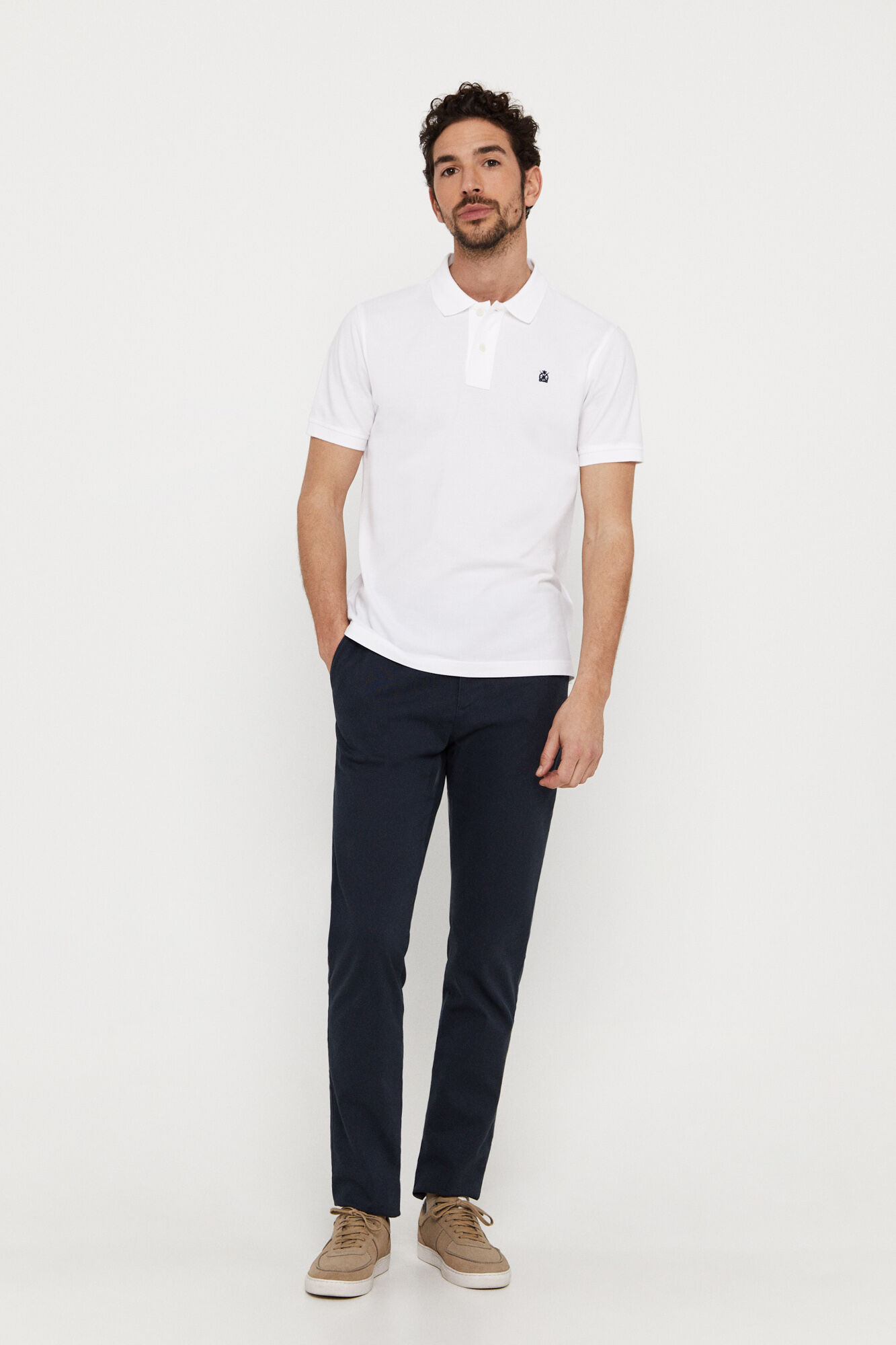 Polo piqué com logo - Branco