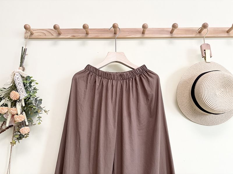 Santeh - Wijde broek met hoge taille en kanten rand