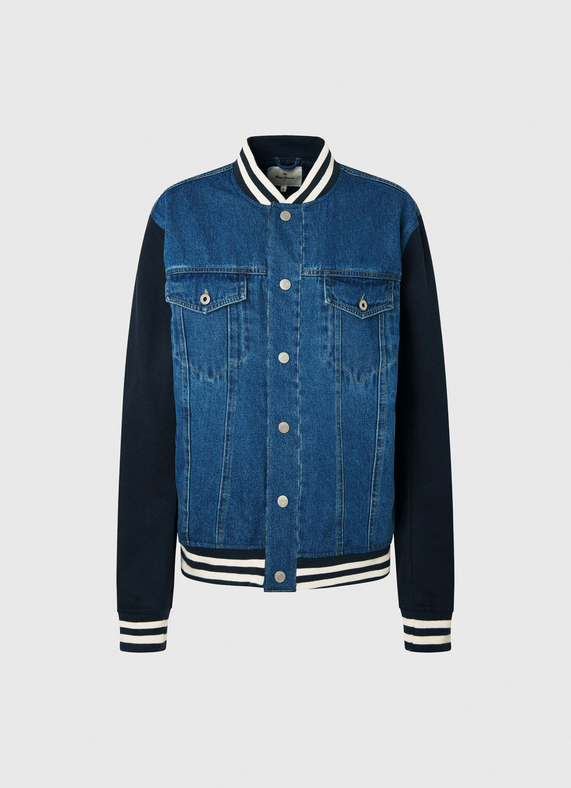 JAQUETA DE TECIDO COMBINADO - jeans