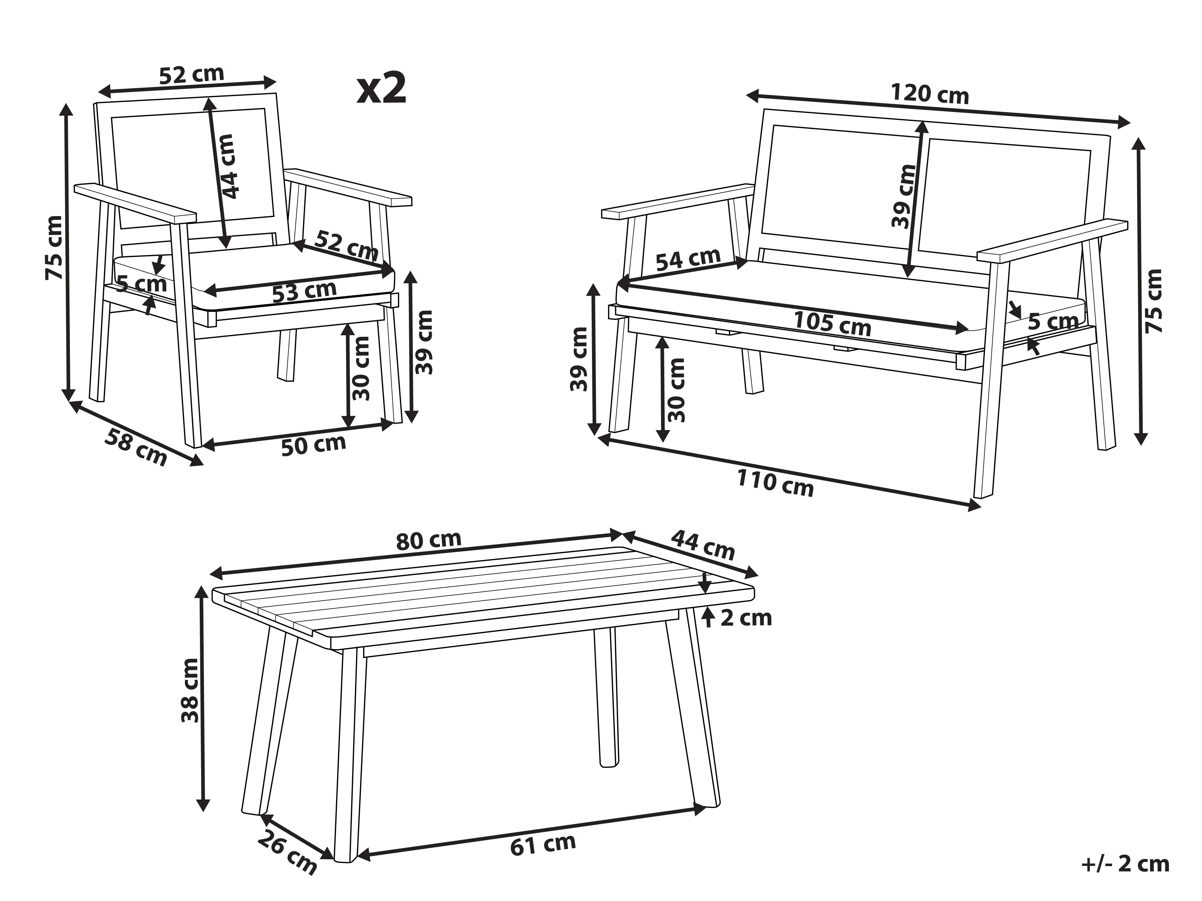 Loungeset met tafel 4-zits ARENELLA Gecertificeerd acaciahout Lichtbeige