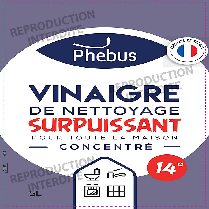 Vinaigre ménager surpuissant 14° Phebus 5L