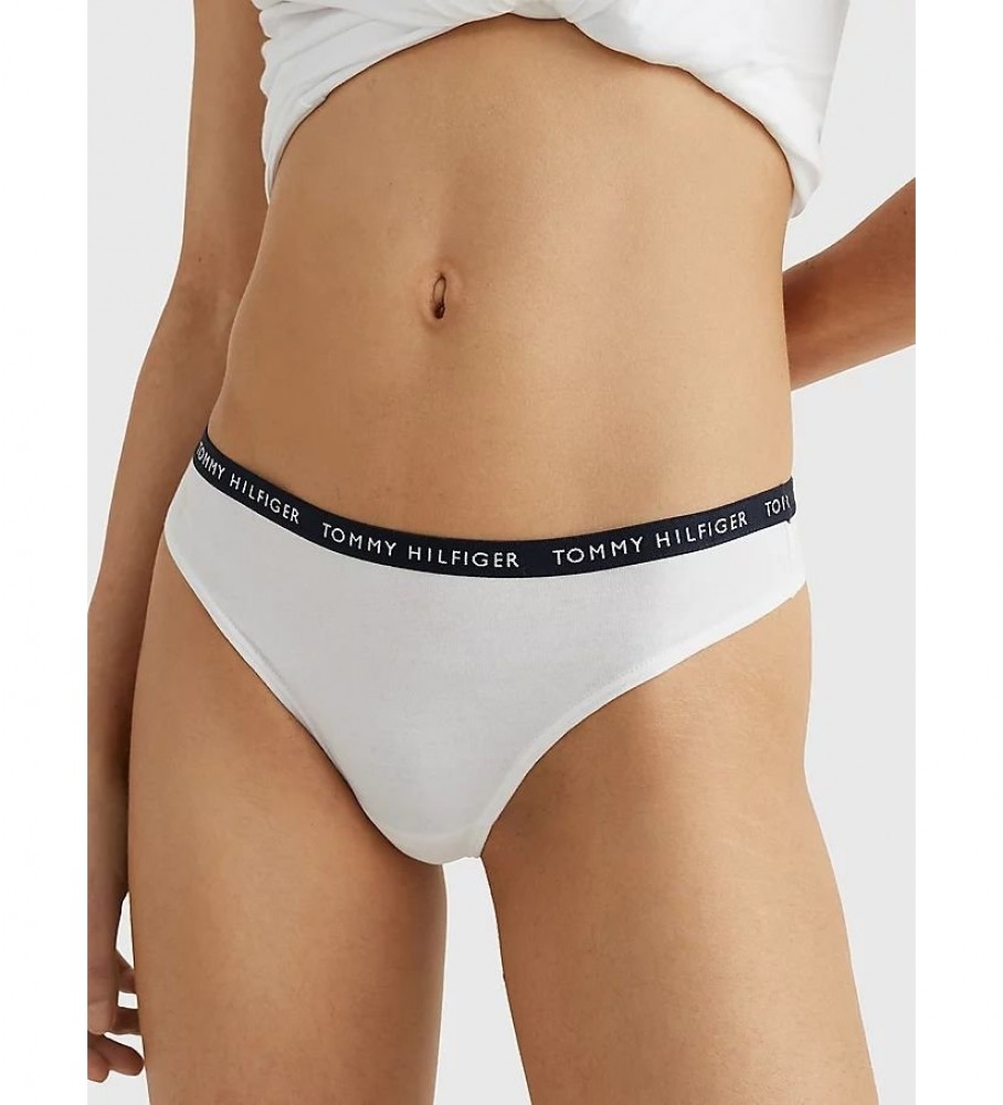 Conjunto de 3 tangas Tommy Hilfiger com logo e cós elástico - Cinza, Branco, Preto