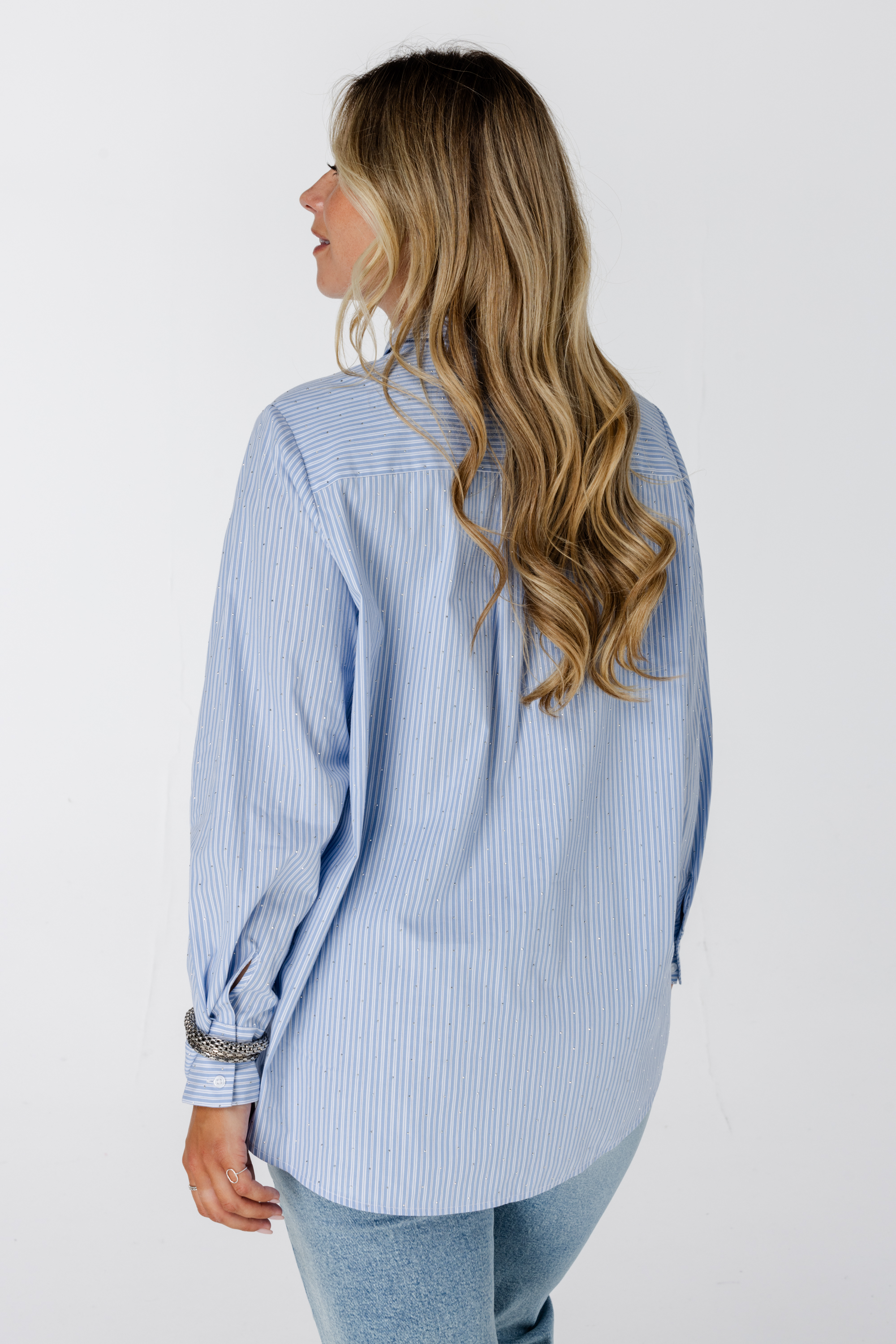 Gestreepte blouse met steentjes Multi blue