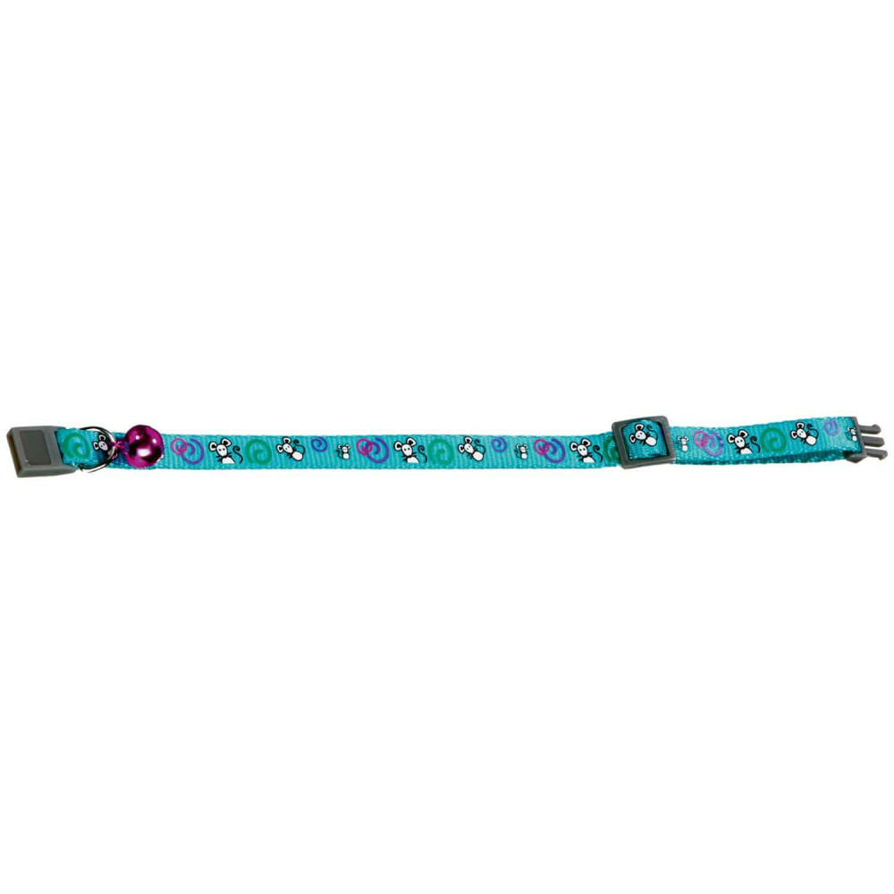 Collier réglable de 20 à 35 cm turquoise avec motif souris pour chat