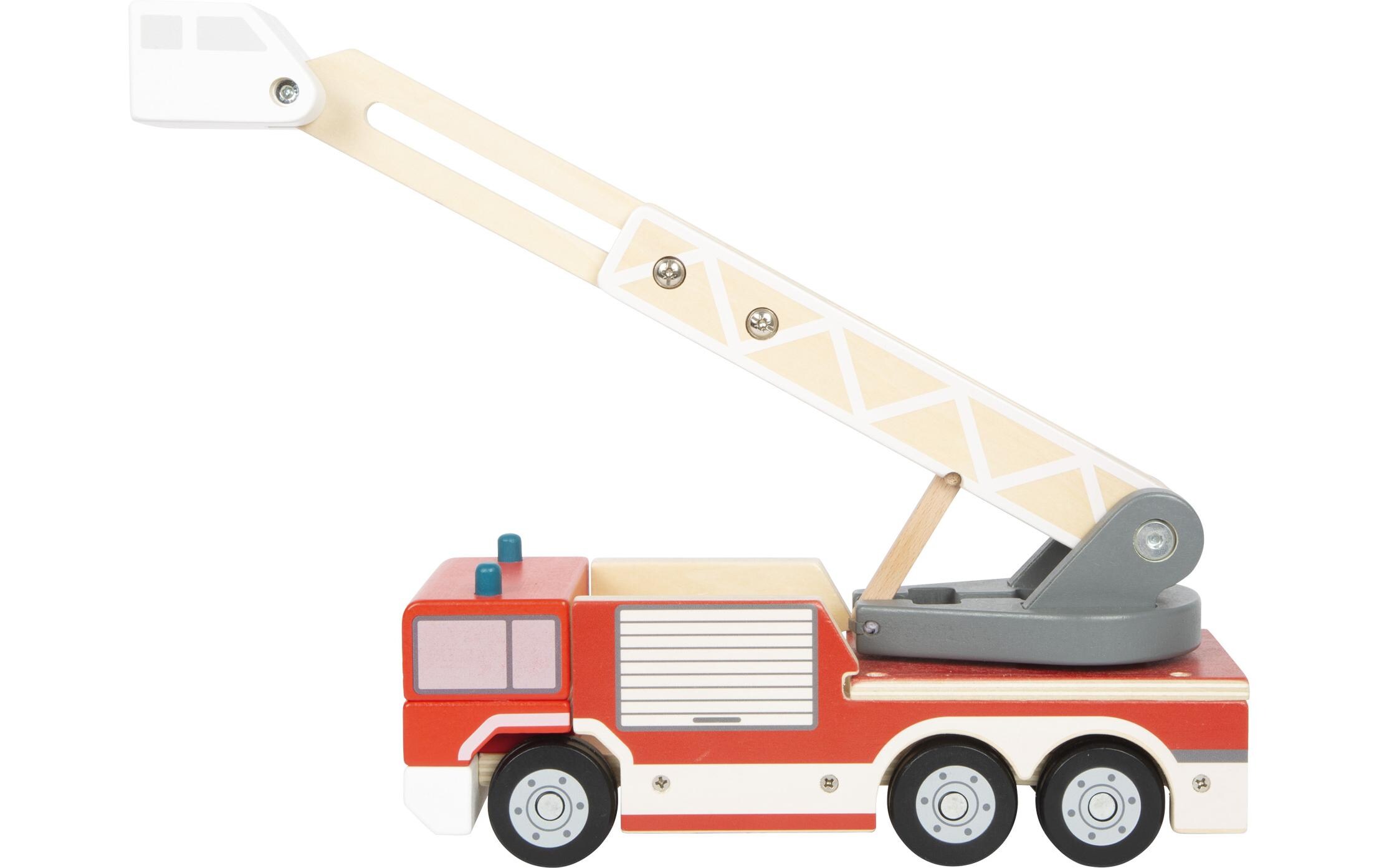 Feuerwehr mit DrehleiterHolz-Feuerwehrauto für Kinder mit ausziehbarer Leiter