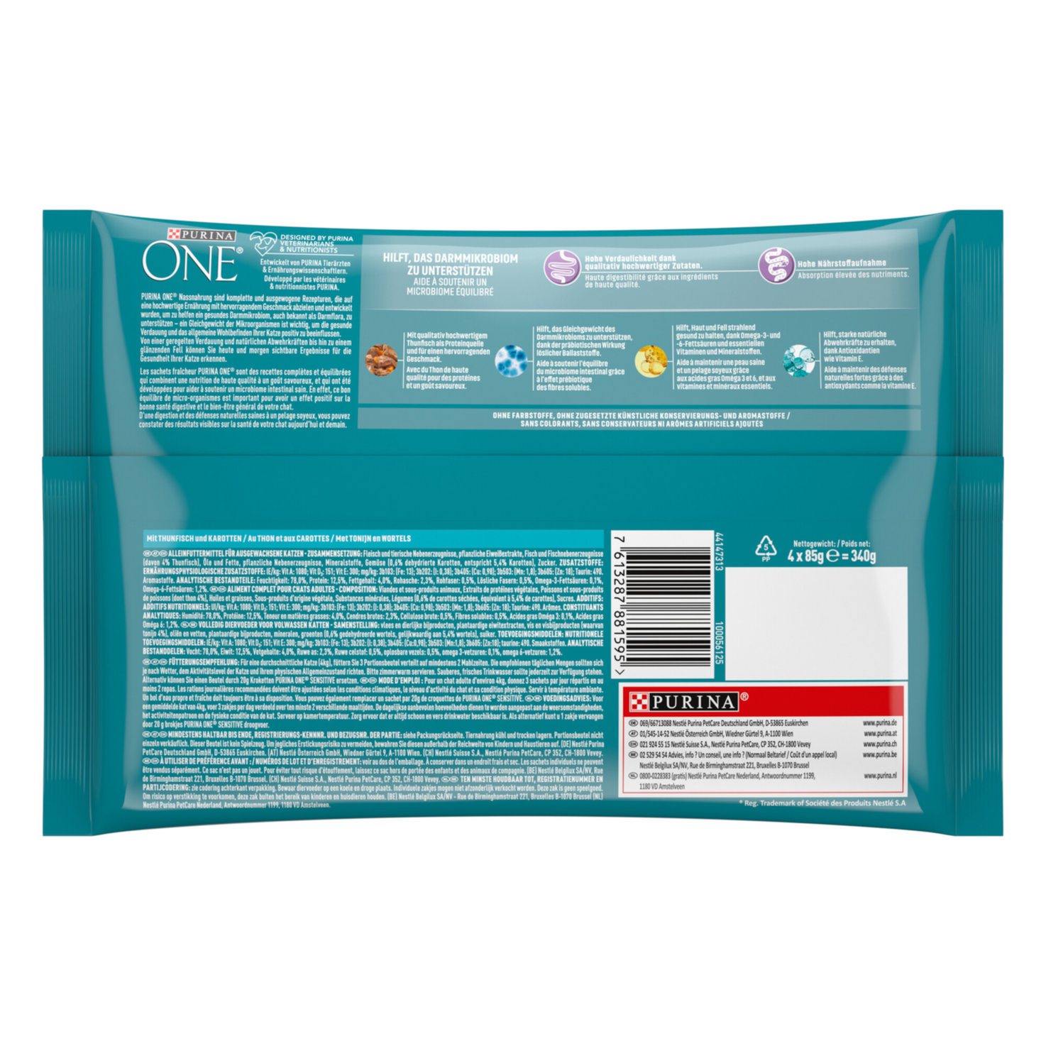 Purina ONE Katzenfutter Sensitive Thunfisch 4x85g