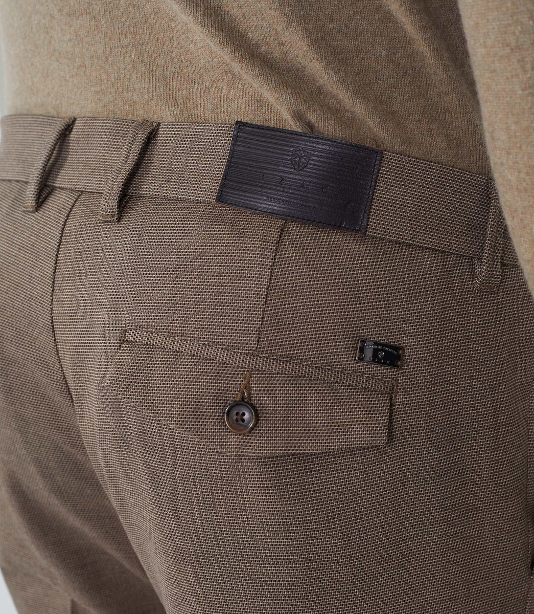 Pantalon slim chino taille élastique beige 