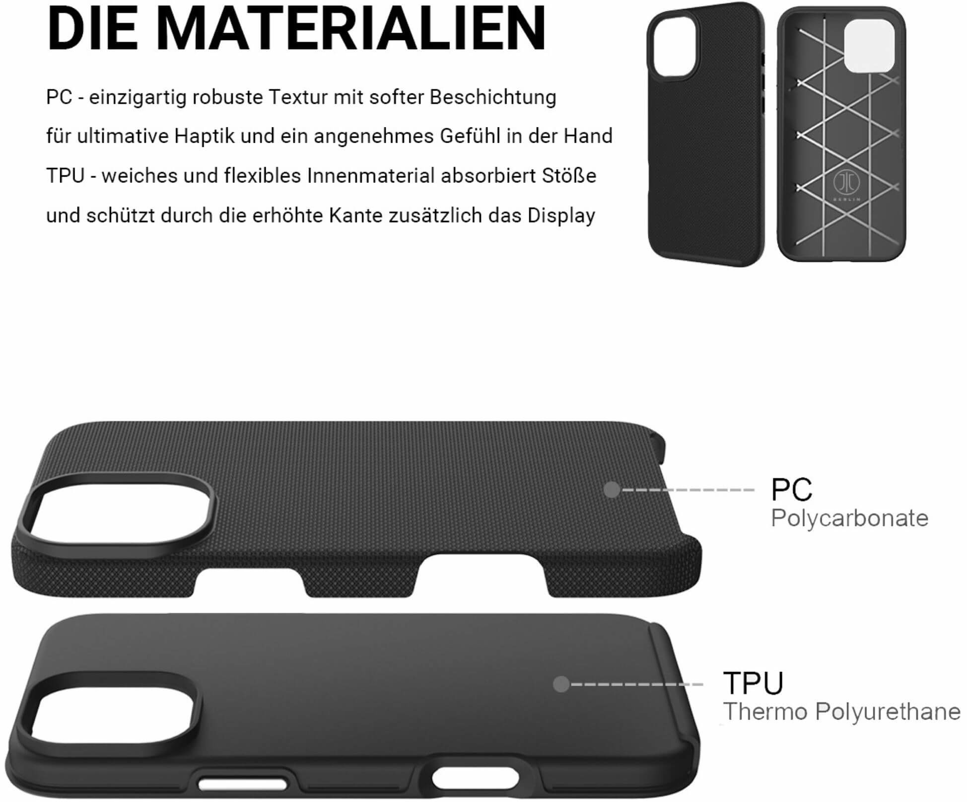 iPhone 16 Pro Max MagSafe Hybrid 2in1 Outdoor Hülle Hardcase Hülle Pankow Solid (11082) - Schwarz