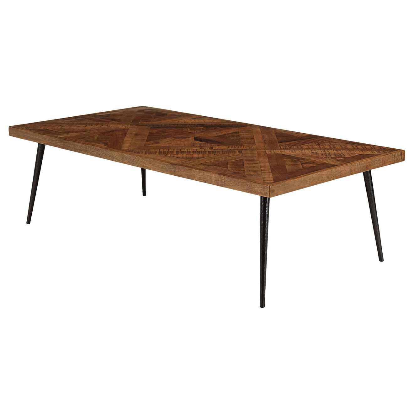 Macabane Table basse rectangle bois recyclé pieds métal Kiara bois - 135x70x40 cm