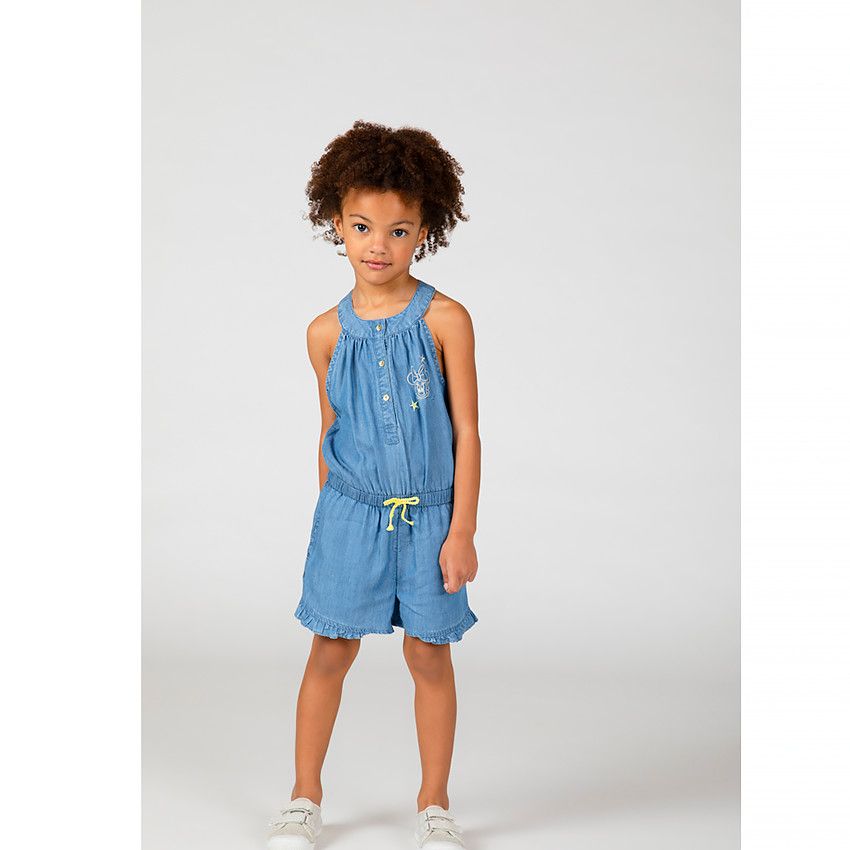 Combishort en coton avec broderie Minnie Disney - Bleu moyen