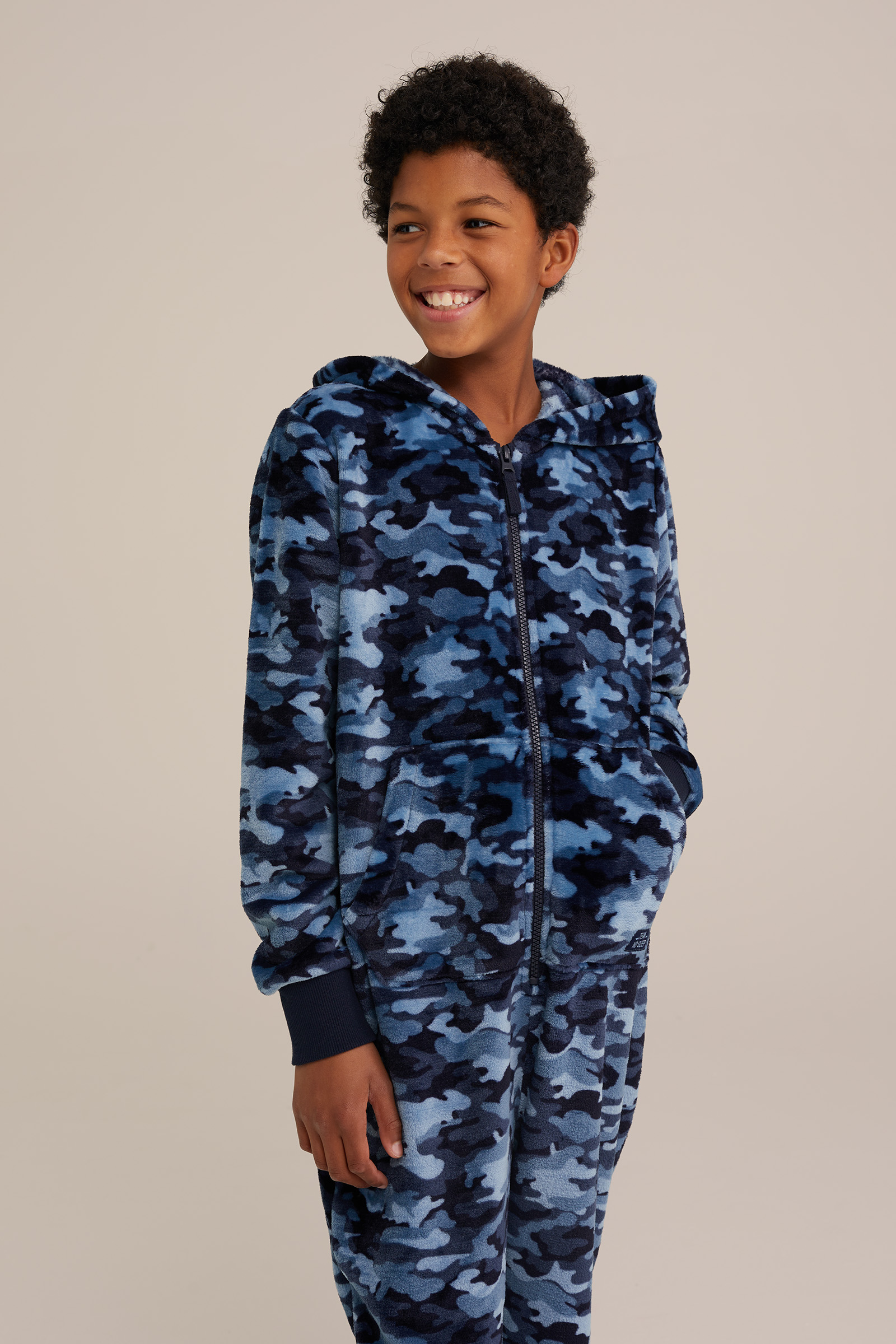 Jongens onesie met dessin WE Fashion Blauw
