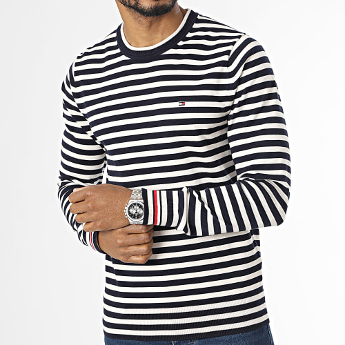 Pull 1985 Crewneck 1316 Beige Bleu Marine