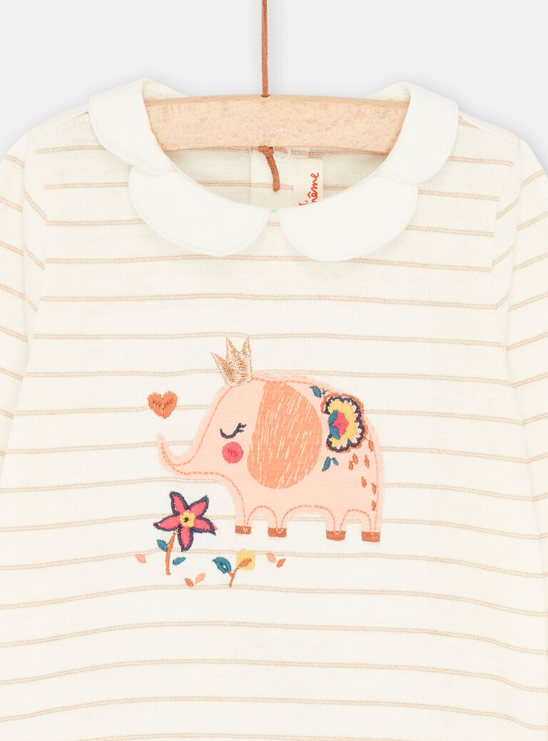 T-shirt écru à imprimé à rayures