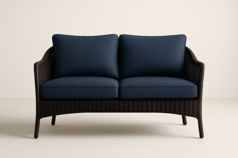 Gartensofa 2-Sitzer Polyrattan Dunkelblau 150x80x85 cm(LxBxH)
