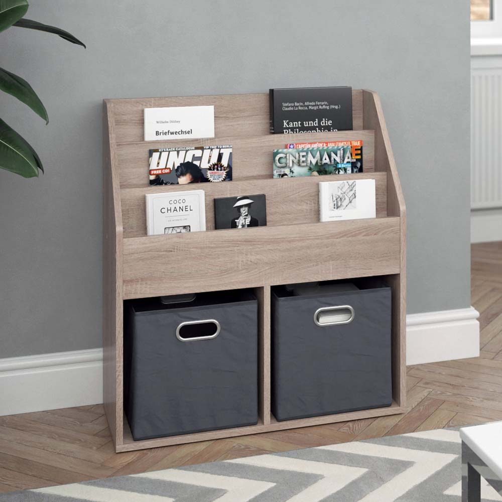 Vicco Bücherregal Luigi sonoma, Würfelregal mit Faltboxen 72x79 cm