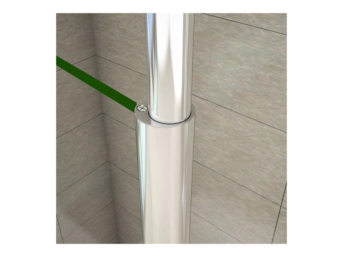 Paroi de douche à l'italienne 60x200cm avec barre de fixation au plafond 203-320cm - Chromé - Verre 8mm trempé transparent