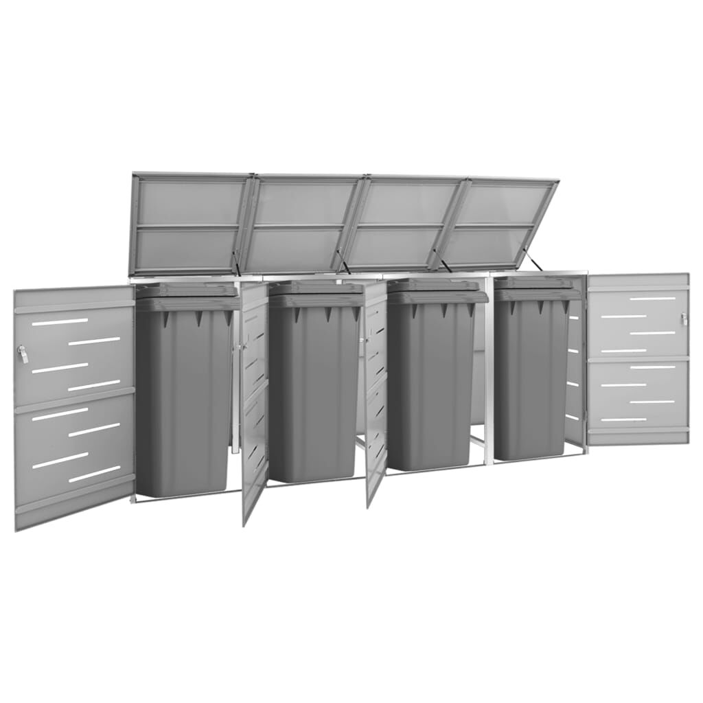 vidaXL Afvalcontainer 4-delig 276,5x77,5x112,5 cm staal